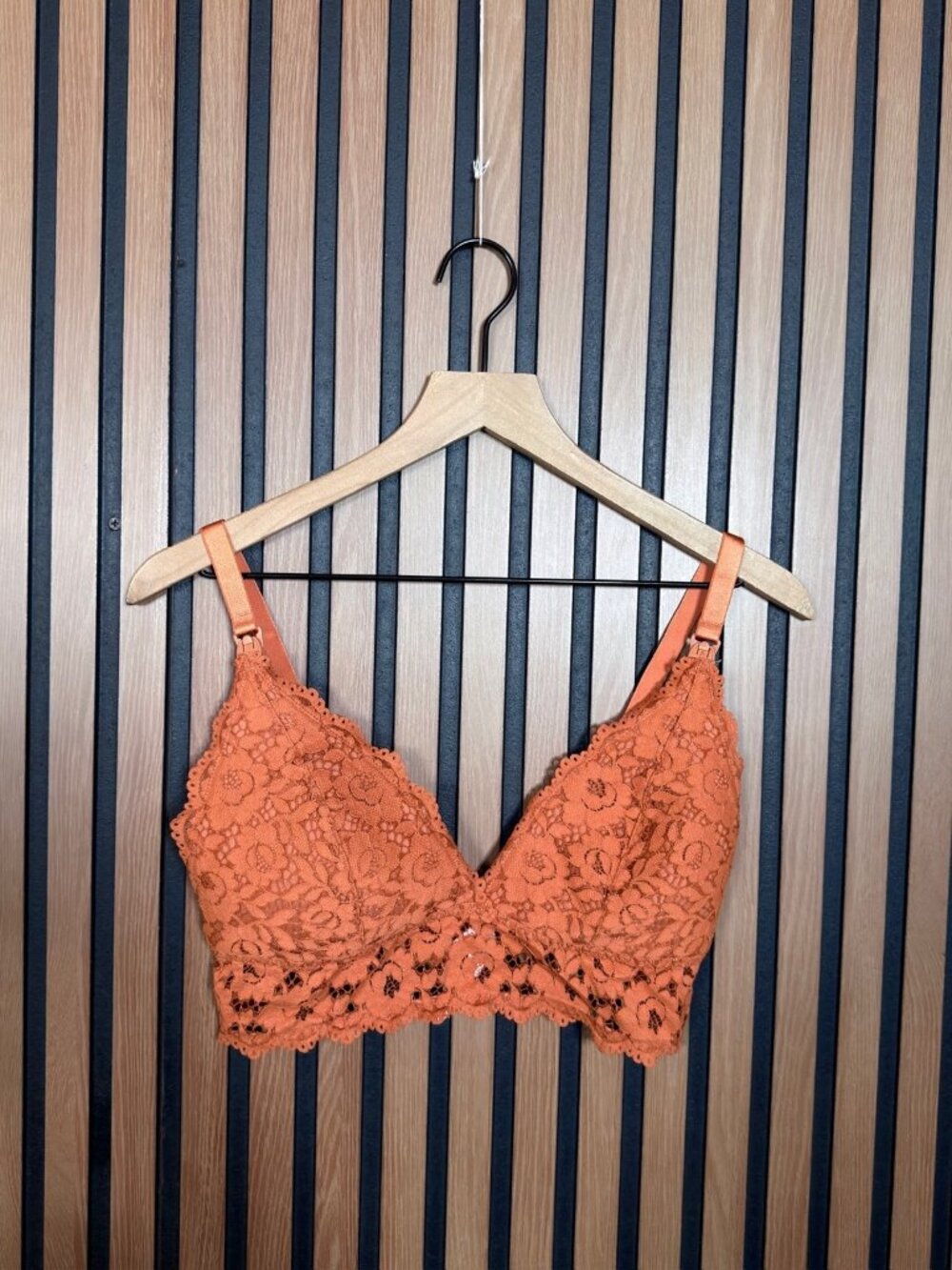 Momanda Bra 38D Womens Orange Lacey Nursing Adjustable Straps
